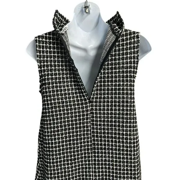 Zara Tweed Midi Dress Sizs Small Sleeveless Turtleneck Raw Hem Classic Old Money - Picture 9 of 11